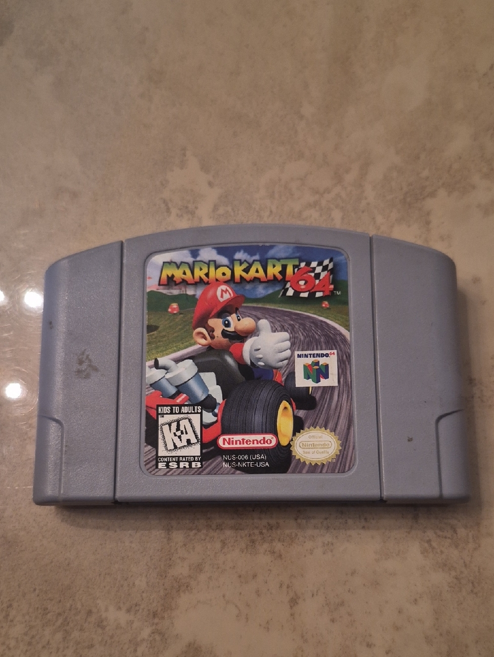 Nintendo Mario Kart 64 Gray Cartridge with Colorful Label